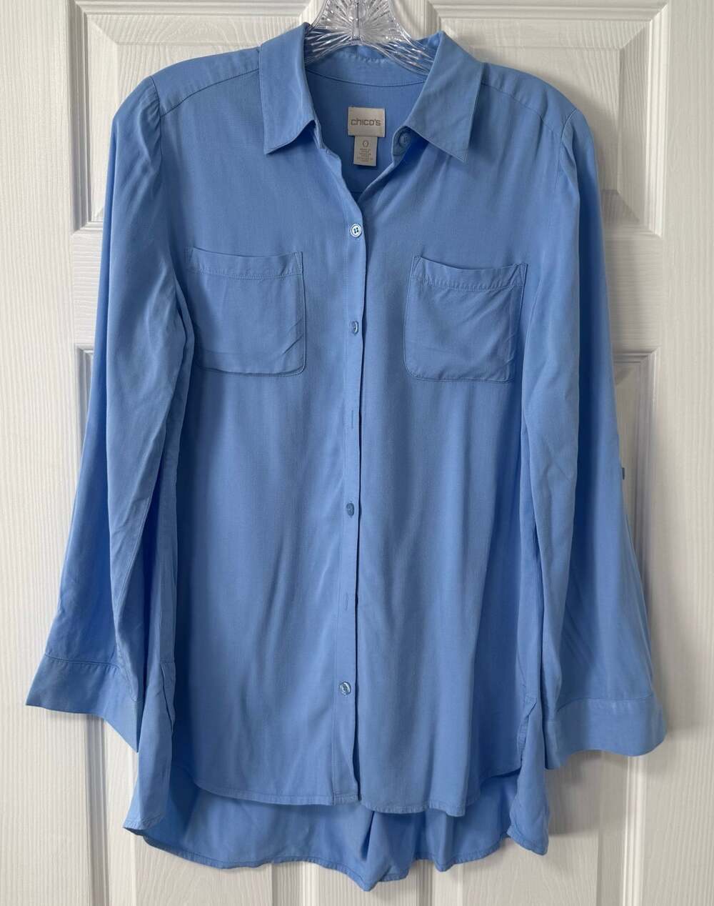 Chico's Women's Blue Long Sleeve Top Size Small.